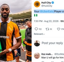 Semi Ajayi Named Man of the Match After Scoring Against Manchester United - Photo Credit : Hull City, X