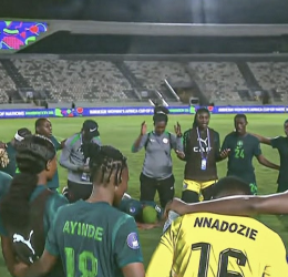 Super Falcons Gather in Prayer After 6–2 Victory Over Egypt - Photo Credit : Softfootball Media