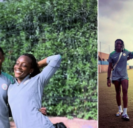 Super Falcons players Asisat Oshoala, Glory Ogbonna, Uchenna Kanu, and fan‑favourite Michelle Alozie - Photo Credit : Super falcons, X