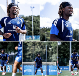 Terem Moffi Takes Part in First Training Session at Hamburg After Completing Transfer - Photo Credit : Hamburg, X