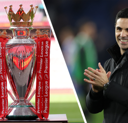 The english premier League trophy and Arsenal Manager Mikel Arteta - Beinsports