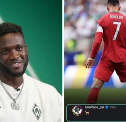 Victor Boniface Calls Ronaldo the GOAT After Portugal’s 5–0 Win Over Uzbekistan - Photo Credit : CRonaldo, Instagram