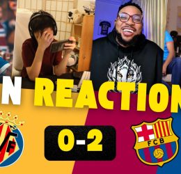 Villarreal v Barcelona fan reactions. (Photo Credit: Softfootball Media).